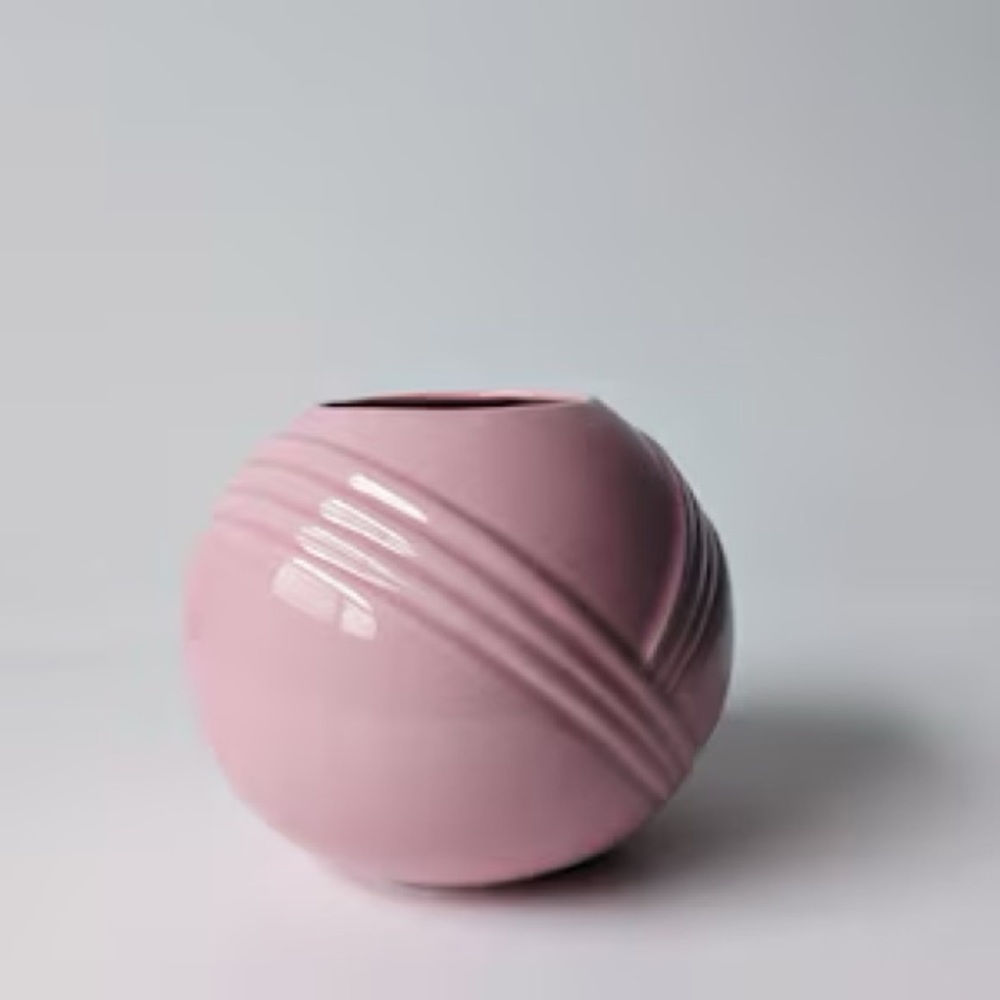 Vintage MCM Art Deco Pink Ceramic Vase